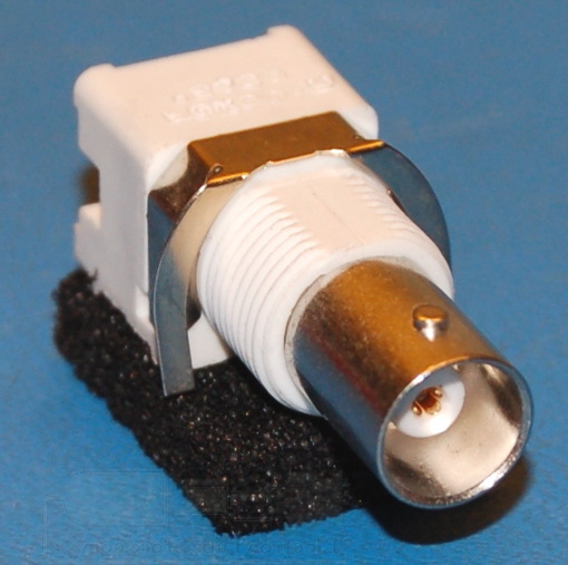 BNC Female Connector x Through-Hole, Style "E" (Right-Angle, Panel Ground)