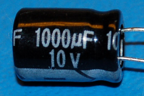 Capacitor, Aluminium Electrolytic, Radial, 10V, 1000μF (10 Pk)