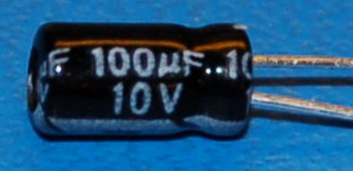 Capacitor, Aluminium Electrolytic, Radial, 10V, 100μF (10 Pk)
