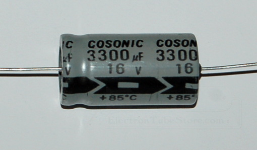 Capacitor, Aluminium Electrolytic, Axial, 16V, 3300µF (10 Pk)
