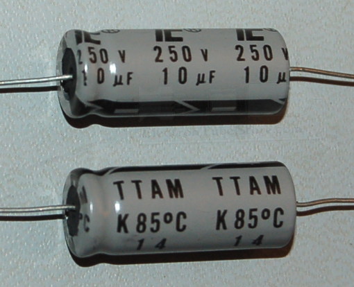 Capacitor, Aluminium Electrolytic, Axial, 250V, 10µF (5 Pk)