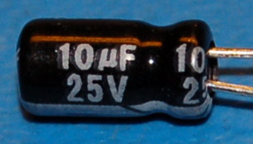 Capacitor, Aluminium Electrolytic, Radial, 25V, 10μF (10 Pk)