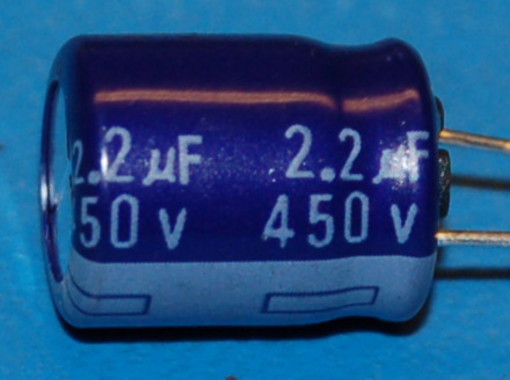 Capacitor, Aluminium Electrolytic, Radial, 450V, 2.2μF (10 Pk)