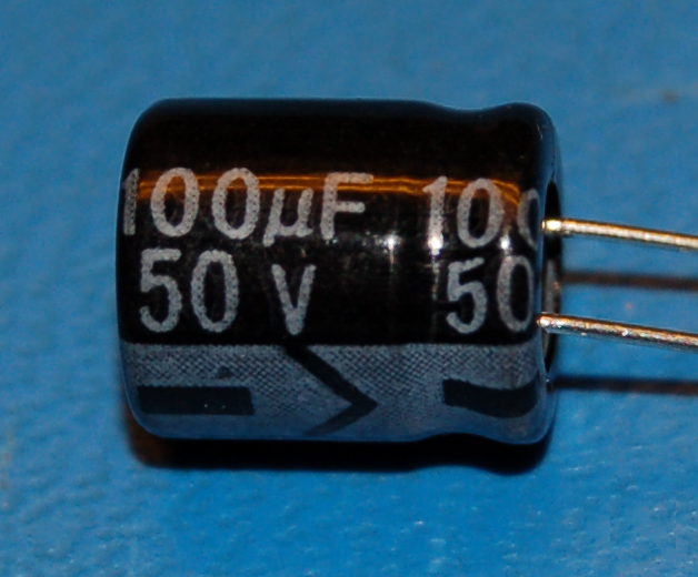 Capacitor, Aluminium Electrolytic, Radial, 50V, 100μF (10 Pk)