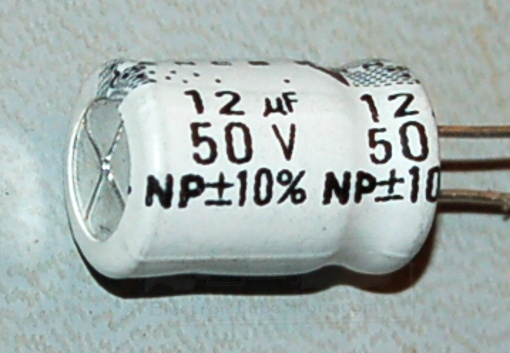 Capacitor, Non-Polarized Aluminium Electrolytic, Radial, 50V, 12µF ±10%