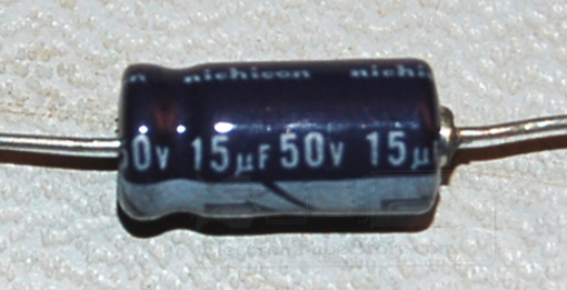 Capacitor, Aluminium Electrolytic, Axial, 50V, 15µF (10 Pk)