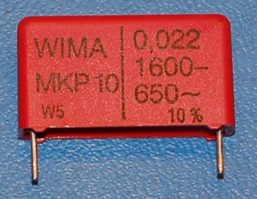 MKP10 Polypropylene Capacitor, 0.022µF, 1600VDC / 650VAC