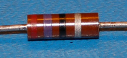 Carbon Composition Resistor, 1/2W, 10%, 27Ω