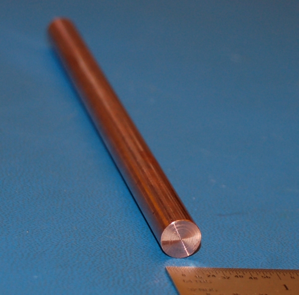 Oxygen-Free (OHFC) Copper Rod, .375" (9.53mm) Dia. x 12"