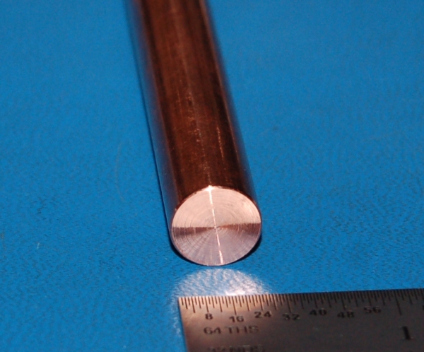 Oxygen-Free (OHFC) Copper Rod, .4375" (11.11mm) Dia. x 6"