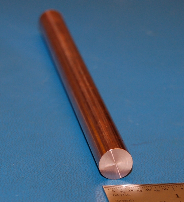 Oxygen-Free (OHFC) Copper Rod, .500" (12.70mm) Dia. x 6"
