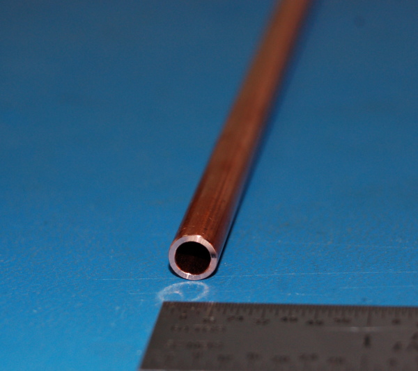 Oxygen-Free Copper Tube, .250" (6.4mm) OD x .036" (.9mm) Wall x 6"