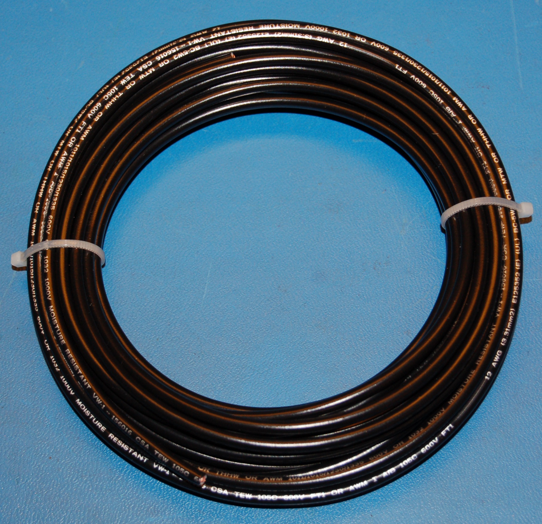 Stranded Copper Wire, 1000V, #12 AWG x 25' (Black)