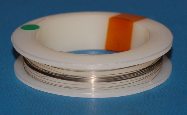 Tungsten Wire, Polyimide-Insulated, 0.058mm (.0023") Coated OD / 0.05mm (.002") Wire x 5'