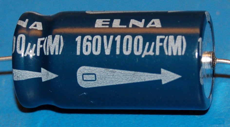Capacitor, Aluminium Electrolytic, Axial, 160V, 100μF - Click Image to Close