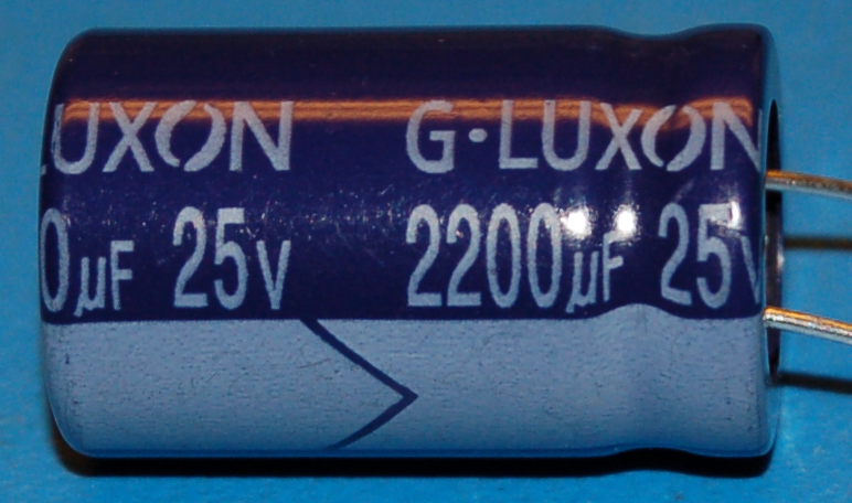 Capacitor, Aluminium Electrolytic, Radial, 25V, 2200μF (2 Pk) - Click Image to Close