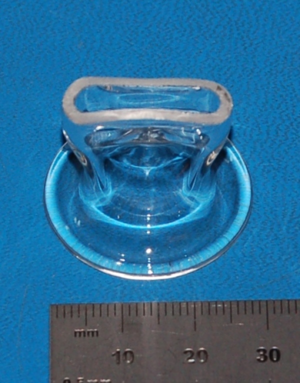 Handmade Vacuum Tube Stem Blank, Soda-Lime Glass, 30mm x 20mm Slot - Click Image to Close