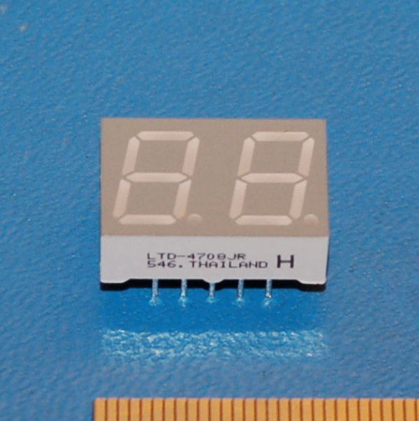 LED 7-Segment Display, 2 Digits (.40"), Super Red - Click Image to Close