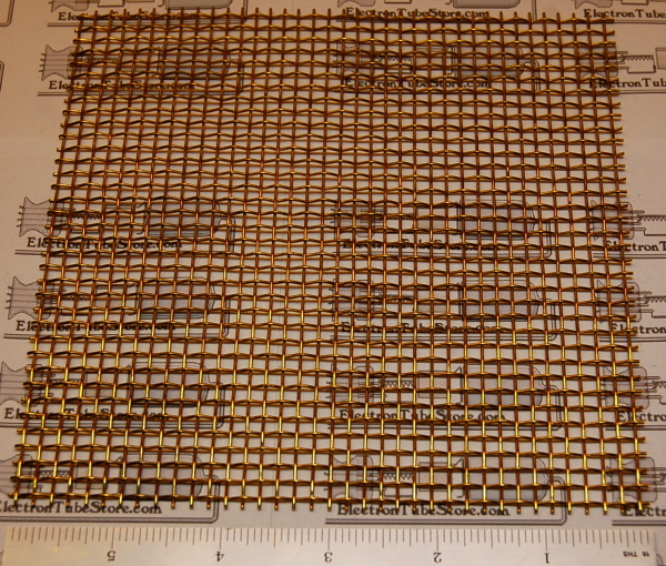 Brass 6-Mesh (3.3mm / .132" Wd), .035" (0.89mm) Wire, 6x6" - Click Image to Close