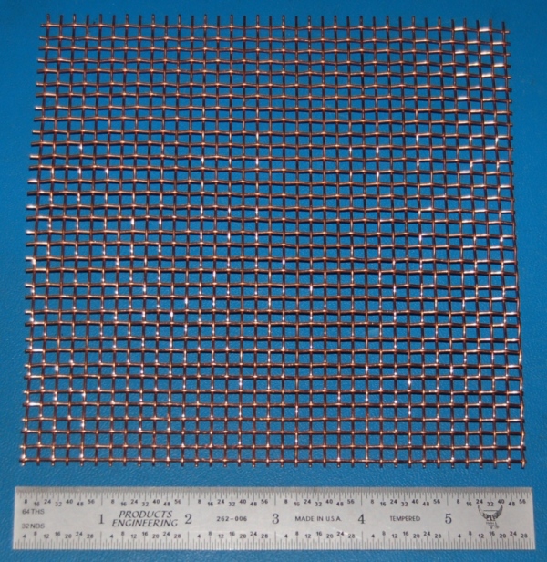 Copper 6-Mesh (3.3mm / .132" Wd), .035" (0.9mm) Wire, 12x12" - Click Image to Close