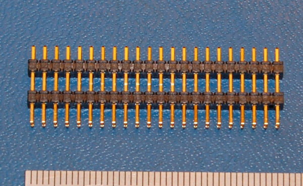 Pin Header, .079" (2mm), 44-Pos, 1-Row, Gold - Click Image to Close