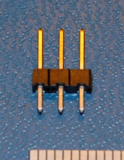 Pin Header, .100" (2.5mm), 3-Pos, 1-Row, Gold (50 Pk) - Click Image to Close