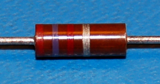 Carbon Composition Resistor, 1/2W, 10%, 2.7kΩ - Click Image to Close