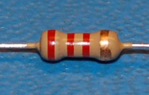 Carbon Film Resistor, 1/4W, 5%, 2.2kΩ - Click Image to Close