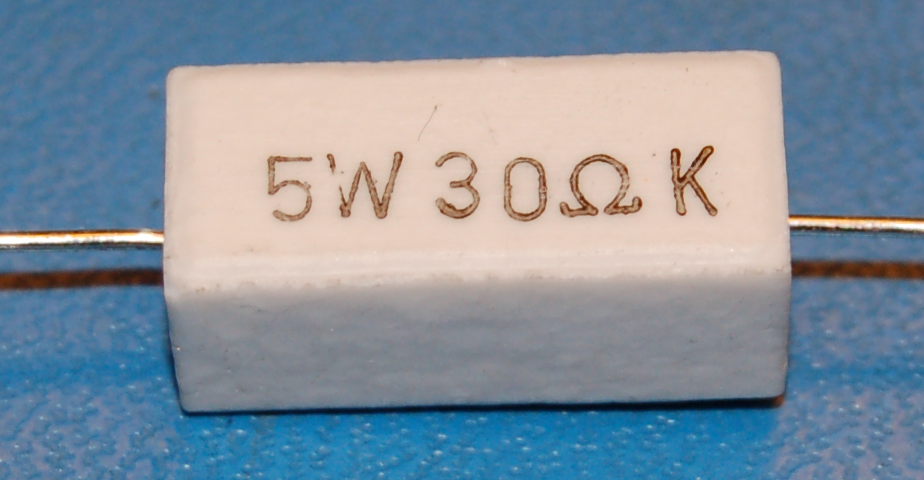 Wirewound Ceramic Power Resistor, 30Ω, 5%, 5W (10 Pk) - Click Image to Close