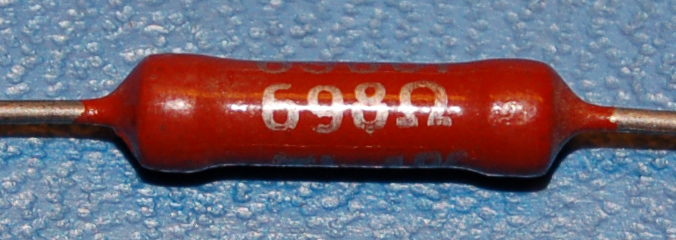 Precision Metal Film Resistor, 1/2W, 1%, 698Ω - Click Image to Close