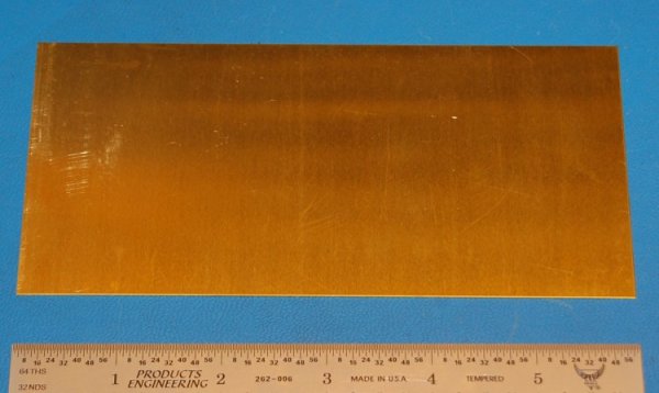 Brass 260 Sheet, .020" (0.5mm), 6x3" - Click Image to Close