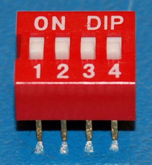 DIP Switch, 2.5mm Pitch, 4-Position, Red - Click Image to Close