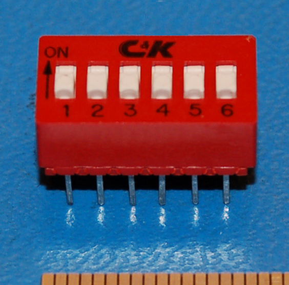 BD06 DIP Switch, 2.5mm Pitch, 6-Position, Red - Click Image to Close