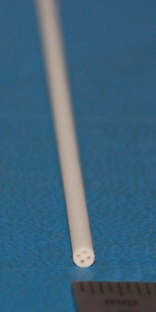 Alumina Ceramic Tube, Four-Hole, .092" (2.34mm) OD x .015" (0.38mm) ID x 6" - Click Image to Close