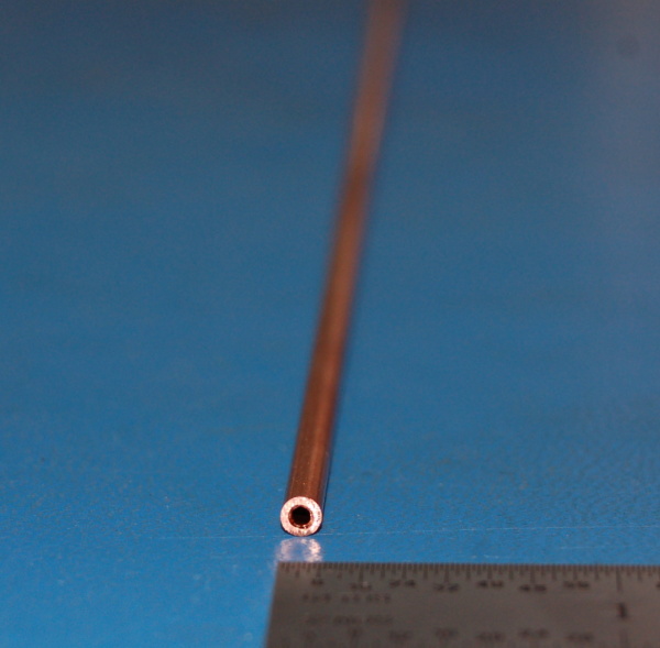 Oxygen-Free Copper Tube, .125" (3mm) OD x .032" (.8mm) Wall x 12" - Click Image to Close