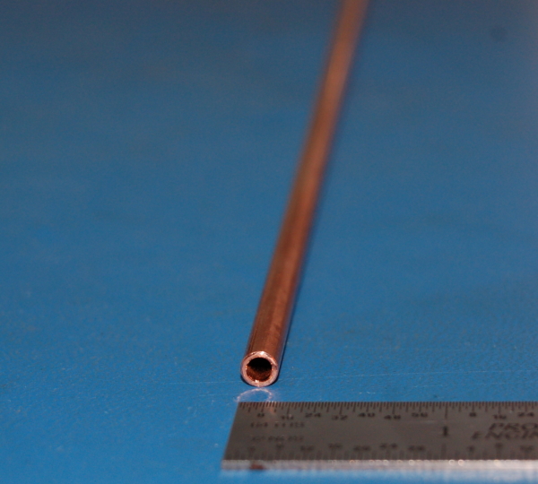 Oxygen-Free Copper Tube, .1875" (4.8mm) OD x .032" (.8mm) Wall x 6" - Click Image to Close