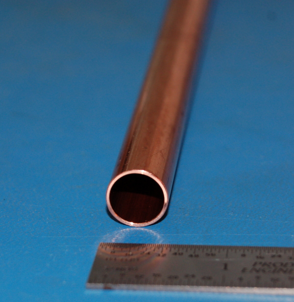 Oxygen-Free Copper Tube, .500" (13mm) OD x .032" (.8mm) Wall x 6" - Click Image to Close