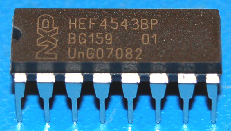HEF4543BP Pilote/Bascule/Décodeur BCD vers 7-Segment, DIP-16 - Cliquez sur l'image pour fermer