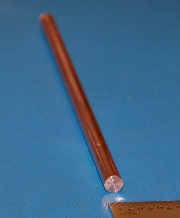 Oxygen-Free (OHFC) Copper Rod, .250" (6.35mm) Dia. x 6"