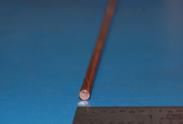 Oxygen-Free (OHFC) Copper Rod, .15625" (3.97mm) Dia. x 12"