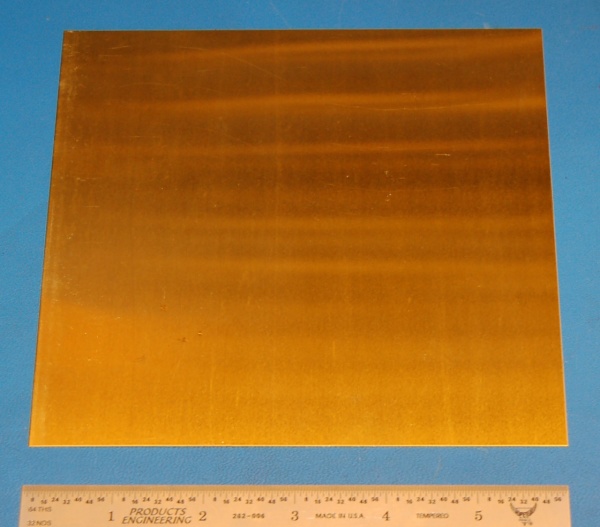 Brass 260 Sheet, .016" (0.4mm), 6x6"