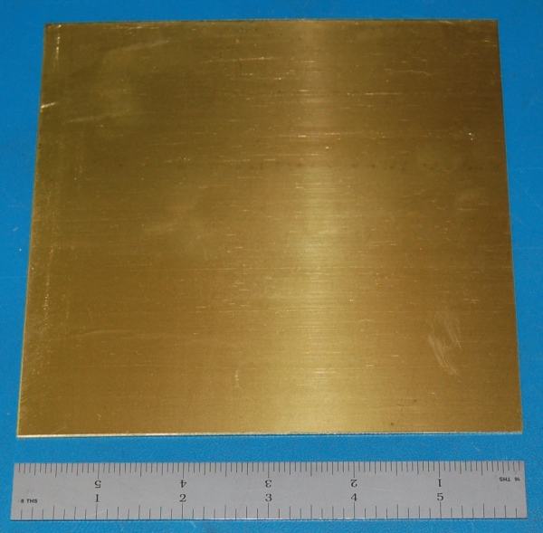 Brass 260 Sheet, .040" (1mm), 6x6", Polished