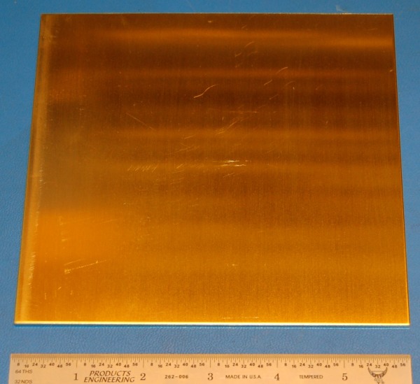 Brass 260 Sheet, .064" (1.6mm), 6x6", Polished