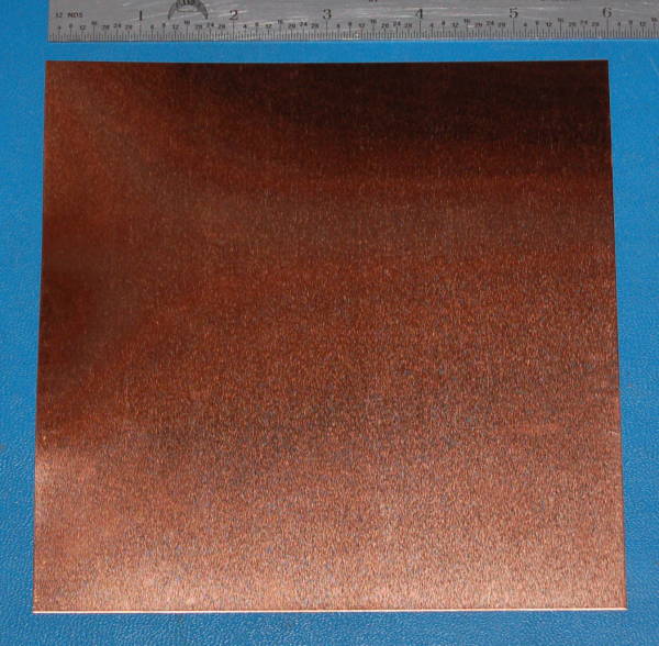 Copper Sheet #22, .025" (0.6mm), 6x6", Polished