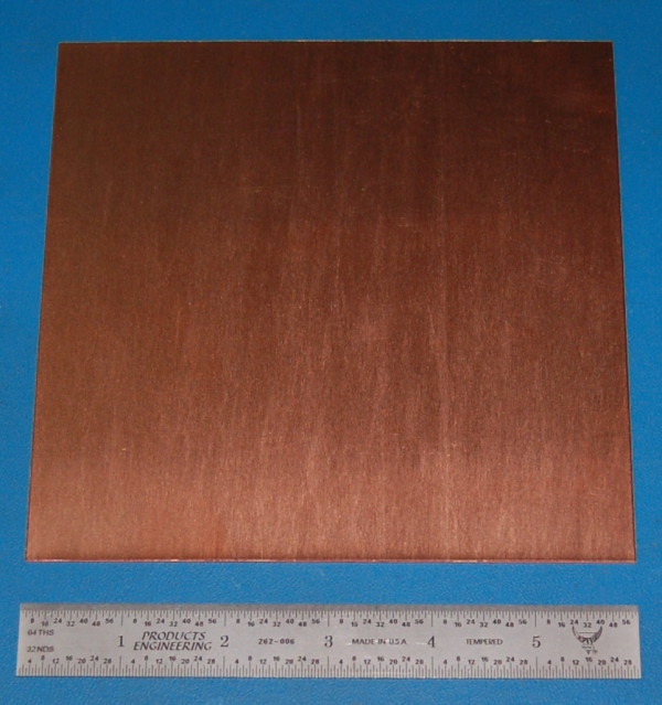 Copper Sheet #20, .032" (0.8mm), 6x6", Polished