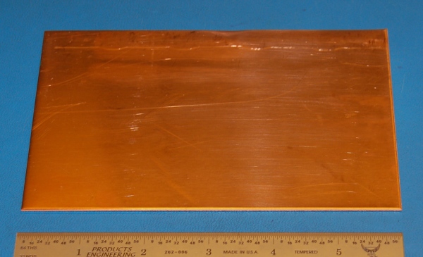 Copper Sheet #14, .062" (1.6mm), 6x3", Polished