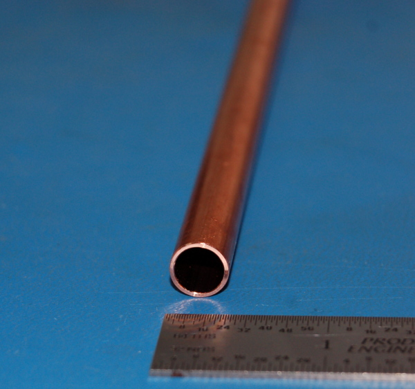 Oxygen-Free Copper Tube, .375" (10mm) OD x .032" (.8mm) Wall x 12"