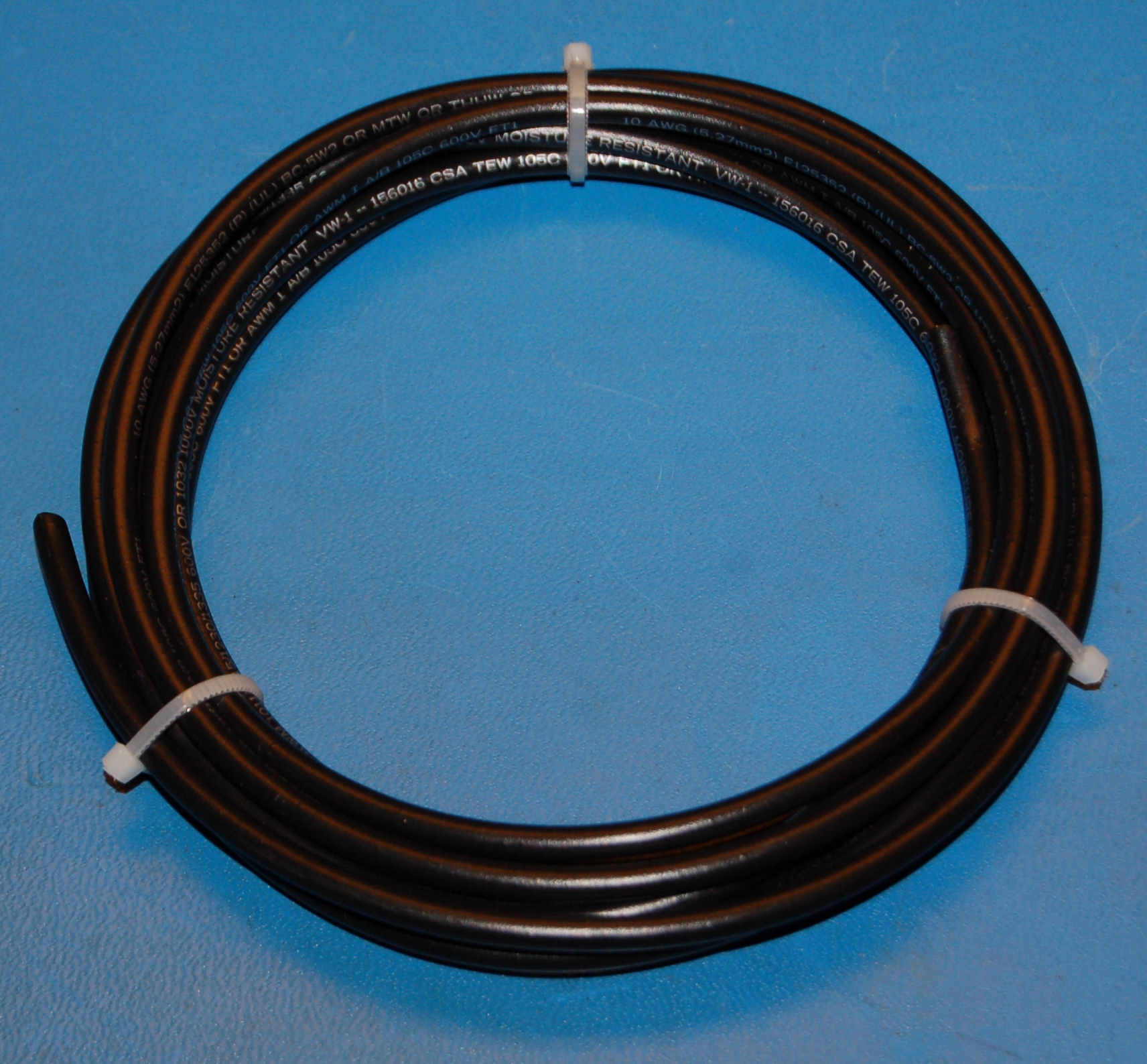 Stranded Copper Wire, 1000V, #10 AWG x 10' (Black)