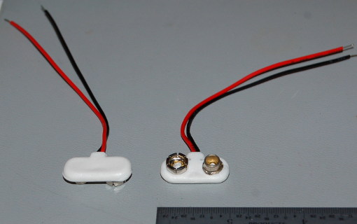 Snap 9V Battery Connector, Style "B", White - Click Image to Close